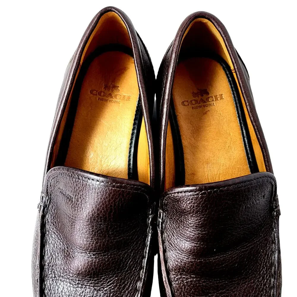 Coach Men's Size 8 Thomas Brown Pebbled‎ Leather Slip On Loafer Minimalist # 555
